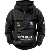 Yamaha New Hooded Sweatshirt For Men - Large Pocketed Top For Outdoor Sports, Multi-Pocketed Casual Oversized Sweatshirt Jacket