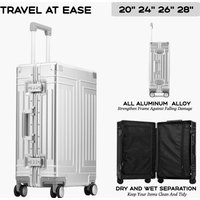 2024 Capacity Durable Luggage Sets 100% Aluminum Suitcase Wheels Women Girl Men Cabin Carry-On Boarding Travel 20/24/26/28 image 4