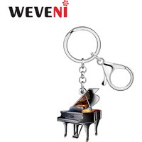 WEVENI Acrylic Black Piano Keychains Vintage Musical Instrument Key Chains Rings for Women Girls Handbag Purse Backpack Gifts