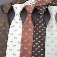 Novelty Men's Floral Tie 8CM Horse Printed Neck Ties Fashion Polyester Necktie Wedding Business Party Suit Dress Gravatas Gift