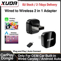 Adapter 2w1 Bezprzewodowy CarPlay i Bezprzewodowy Android Auto, Inteligentny Moduł AI do Samochodu z Funkcją Inteligentnych Systemów Samochodowych dla Samochodów z Przewodowym CarPlay