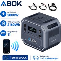Abok 2800W AC Solar-Generator Powerstation 2160Wh LiFePO4-Batterie 4000+ Zyklen für Heim-Backup, Camping und Notfälle