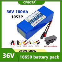 2026 36V NEW 100Ah 18650 battery pack 10S3P 100000mAh built-in 15A BMS, 250W-500W battery+42V 2a charger