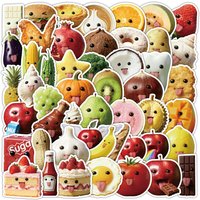 50-Pack Abstract Cartoon Fruit Food Stickers Funny Creative Decoration for Luggage Water Bottles Stationery Notebooks