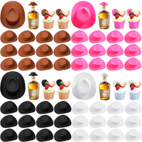 5/10/20/30/40/50pc Mini Cowboy Hat Plastic Cowgirl Cute Doll Hat Western Wedding Birthday Party Supplies Accessories Cake Topper