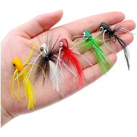 5PCS Topwater Fly Fishing Popper Floating Dry Flies Bugs Insect Lure Mayfly Hook for Bass Trout Sunfish Salmon Artificial Bait