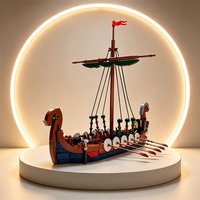 MOC Medieval Viking Ship Building Blocks Model Sodiers Ocean Adventure Navigation Boat Bricks Assemble Festival Party Gifts