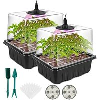 Bandeja de inicio de semillas con luces de cultivo, 2 kits de germinación de semillas con cúpula de humedad ajustable, mini invernadero para