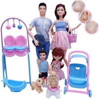 Cute DollHouse Stroller Bed Chair Doll Accessories 11.5'' Pregnant Dolls with Baby Doll Birthday Christmas Gift Kid Toys