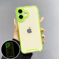 Luxury Night Light Luminous Transparent Case For iPhone 16 15 14 13 12 11 Pro Max Plus Fluorescent Frame Soft TPU Bumper Cover