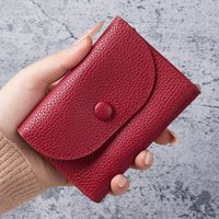 PU leather texture mini wallet, small card holder with litchi pattern and edge, soft leather money clip, coin purse and business