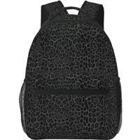 Black Leopard Print Travel Backpacks School Bag Lightweight Student Bookbag Unisex Laptop Daypack for Travel Hiking Camping