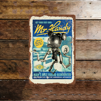 "FallOut" Mr. Handy Metal Tin Sign - Vintage Wall Art with Retro Design - Waterproof, Dustproof & Rustic Decor for Kitchen