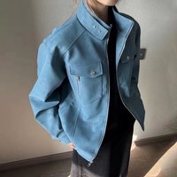 2025 Short Spring Stand Collar Long Sleeve Versatile Jacket Fashionable Retro Casual Loose Zipper Cardigan