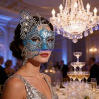 Q0KE 2Pcs Stylish Butterfly Face Covering Set For Men And Women Multiple Sparkling Color Variations Costume Parties Face Mask