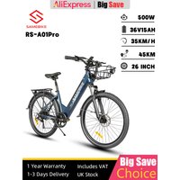 AliExpress Samebike RS-A01 Pro Ebike 500W Motor 36V 15AH Removable Battery 26 Inch Tire Electric Bicycle Adult City Commuter Electric Bike