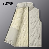 YJKVUR Autumn Winter 2026 New Windproof Outdoor Vest Men Sleeveless Casual Coats Camping Hiking Warm Fleece Thick Waistcoat
