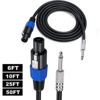 Speakon To 1/4" Mono Speaker Cable, 6.35mm TS Plug To Speakon Male Speaker Wire Audio Amplifier Connection Cord for DJ/PA Cord