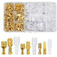 2.8/4.8/6.3mm Female/Male Spade Terminals Wire Connectors Crimp Terminals Crimp with Transparent Insulating Sleeve