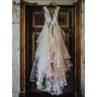 2025 Casual Dresses Garden 3D Flower Leaf Lace Wedding Dresses Gowns Modest Backless A-line Long Tulle Bridal Floral Party