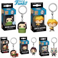 FUNKO POP Demon Slayer NEZUKO KAMADO ZENITSU AGATSUMA TANJIRO INOSUKE HASHIBIRA Pocket Pop Keychain Collection Model Doll Toy