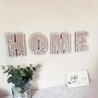 26pcs Wooden Alphabet Letters Wall Decor Set, Engraved Floral Pattern, Home Craft Ornaments, Elegant Display for Living Room