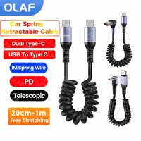 6A Elbow USB Type C Spring Short Cable 20cm to 1m 66W 100W Dual Type C Fast Charging Cable Wire For iPhone 15 16 Samsung Xiaomi