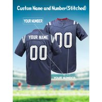 Custom Name&Number Men's Short Sleeved Rugby Jersey New England Football Embroidered T-Shirt Breathable Personalized Sports Top