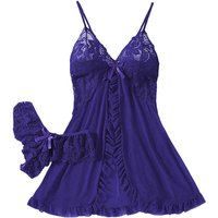 Summer Hot Sexy Sleepwear Dress Sleeveless Backless Women Lace Sheer Nightdress Solid Color Soft Pajamas Short V-neck Thong Set