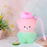 600ml Collapsible Water Bottle with Handle Cute Bear Water Bottle Large Capacity Foldable Drinking Cup for Backpacking Camping