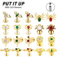 F136 Titanium Alloy Medical-Grade White/Red/Green Zirconia Earring Set Niche & Unique Style Ear Cartilage & Lip Piercing Jewelry