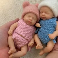 15cm Mini Silicone Reborn Doll Toy - Cute Pascale Bebe Girl with Painted Skin Washable Body 2 Styles Ornament for Collectors