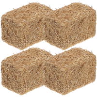 4pcs Mini Hay Rustic Miniature Farm Haystack Stackable Fake Hay Blocks Dollhouse Decoration