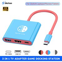 3-in-1 HDMI 4K TV Adapter Docking Station Support 100W PD Fast Charging with USB 3.0 & Type-C Port for Switch/OLED/Laptop/Phone