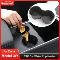 TPE-Wasserbecherhalter für Tesla Model 3 Y 2023, Innenzubehör, Silikon, wasserdichte Untersetzer, Konsoleneinsatz, Doppellochhalter
