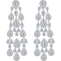 CWWZircons Trendy Clear White Water Drop Cubic Zirconia Women Long Tassel Brazil Style Party Earring Wedding Party Jewelry E0551