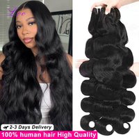 30 32 Inch Body Wave Bundels 100% Echt Braziliaans Zwart Haar 16A Echt Remy Weefsel Ruw Haar Onbewerkt Kwaliteit Natte en Gegolfde Haar Bundels Extens