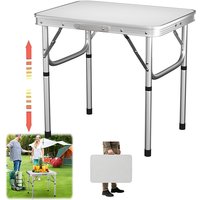 Folding Camping Table w Handle, Portable Picnic Table Adjustable Height 60x45cm, Lightweight Aluminum Buffet Stand for BBQ Party