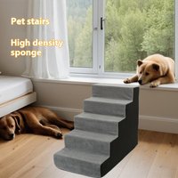 4-5 Step Stair Dog/Cat Ramp Ladder Washable Pet Stairs with Removable Cover Memory Foam Sponge Dogs Pet Ramp Stairs Pet Supplies