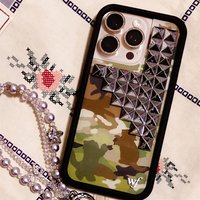 Wildflower ins 3D silver solid rivet patch DIY Stud Phone Case For iPhone 16 12 13 14 17 15Pro Max fashion cool rivet Cover