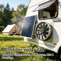 15-25W Solar Panel Exhaust Fan Set Anti-rust Ventilator for Poultry House Kennel Caravan Barn Stable