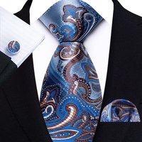 Mens Silk Tie Set Classic Paisley Necktie Handkerchief Cufflinks Set Stripe Floral Tie for Men Formal Business Wedding Party