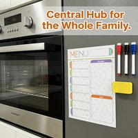 Weekly Meal Plan Schedule Set, Magnetic Fridge Magnet, Diet Planner. Includes 1 fridge magnet, 3 whiteboard markers and 1 whiteb
