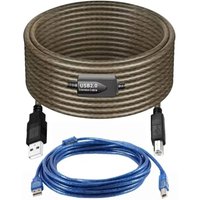 USB 2.0 A to B Extension 10M/15M Active Cable with Signal Booster Chip 1.5M/3M/5M Passive Cable for Laptop PC Printer Scanner