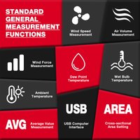 HABOTEST HT625A Digital Anemometer Portable Hand held Wind Speed Meter Windmeter LCD Display Temperature Humidity Meter HT625B