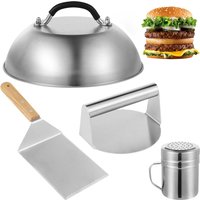 4Pcs/Set Smash Burger Press Kit Basting Cover Grill Spatula Spice Dredge Shaker Griddle Kit For Flat Top Griddle Grill Hamburger
