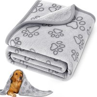 Cozy Plush Dog Paw Print Blanket - Soft Flannel Pet Bed Mat for Cats & Small to Medium Dogs, 3 Sizes, Machine Washable All-Seaso