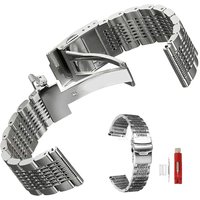 Solid Stainless Steel Straps for Seiko Diving Mesh Watch Band Deployment Buckle 18/20/22/24mm Brushed Polished Business Bracelet