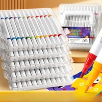 New Acrylic Washable Double-headed Marker Pen for Primary School Students To Draw with Impermeable Colors and Stackable Colors