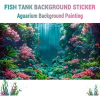 Colorful Underwater World,Fish tank background painting, Aquarium background sticker, HD,Front self-adhesive,Landscape ornaments